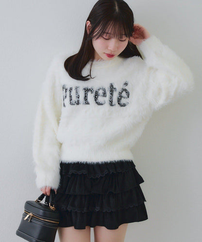 亮片標誌羽毛針織衫