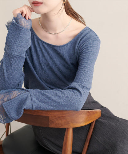 蕾絲拼接針織衫