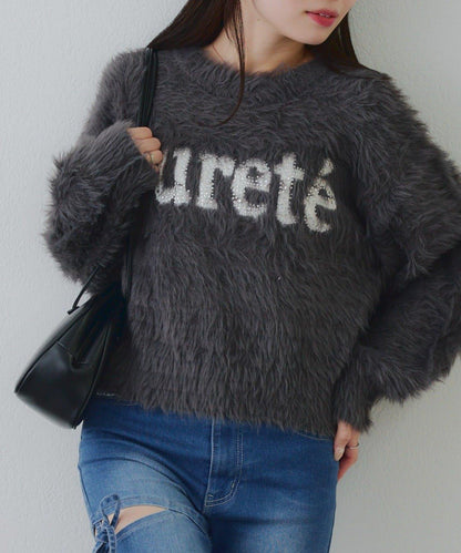 亮片標誌羽毛針織衫