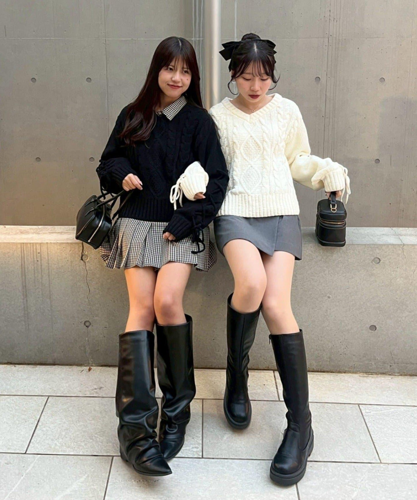 繫帶花邊麻花針織衫