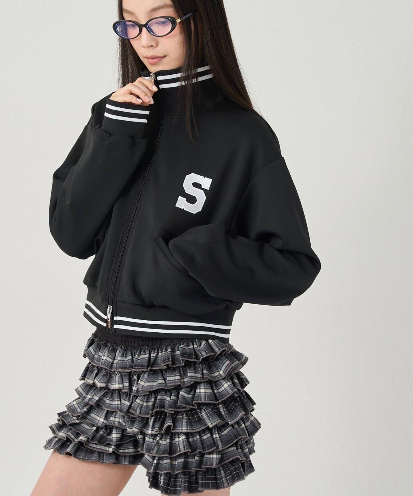 S LOGO緊湊型立領針織衫