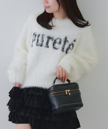亮片標誌羽毛針織衫