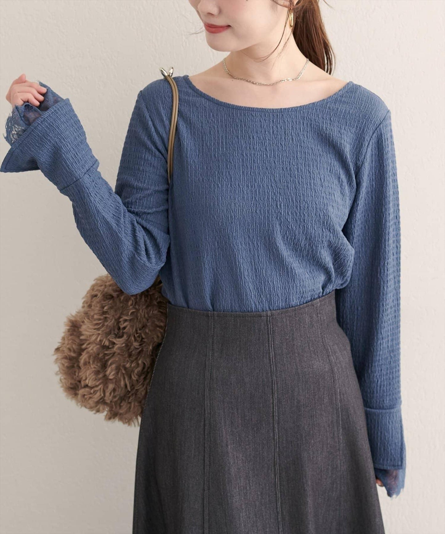 蕾絲拼接針織衫