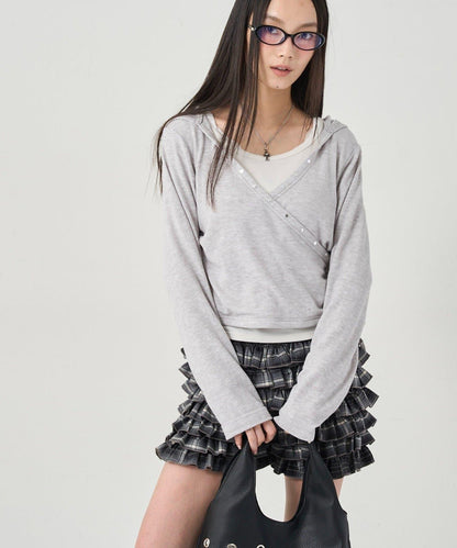 鉚釘羅紋裹身連帽衫