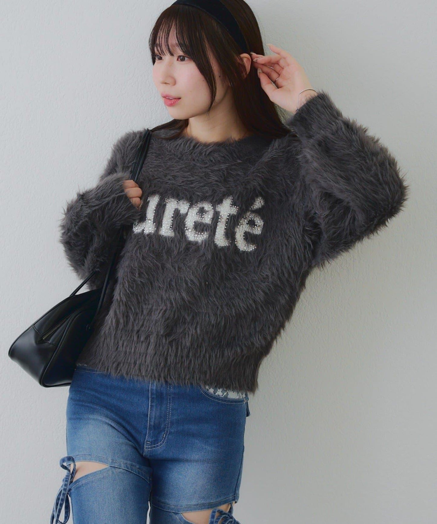 亮片標誌羽毛針織衫