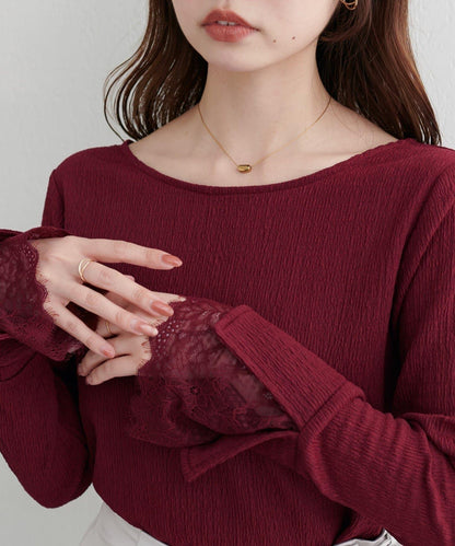 蕾絲拼接針織衫