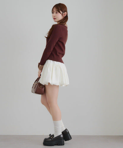 拼色羽毛半拉鍊針織衫