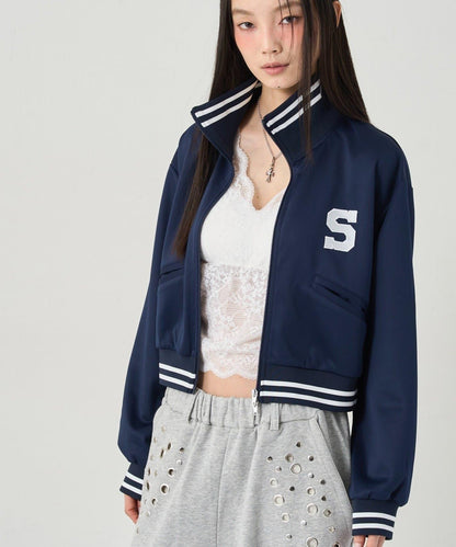 S LOGO緊湊型立領針織衫