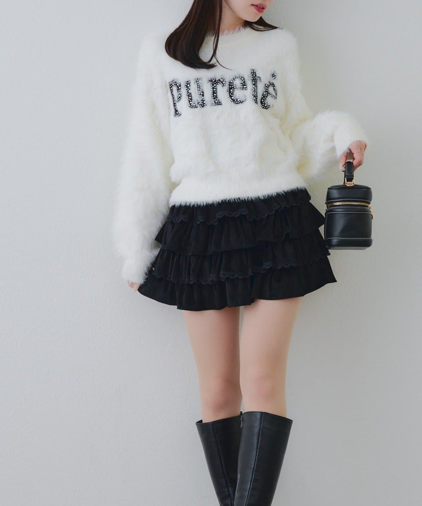 亮片標誌羽毛針織衫