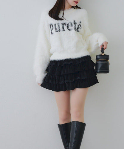 亮片標誌羽毛針織衫