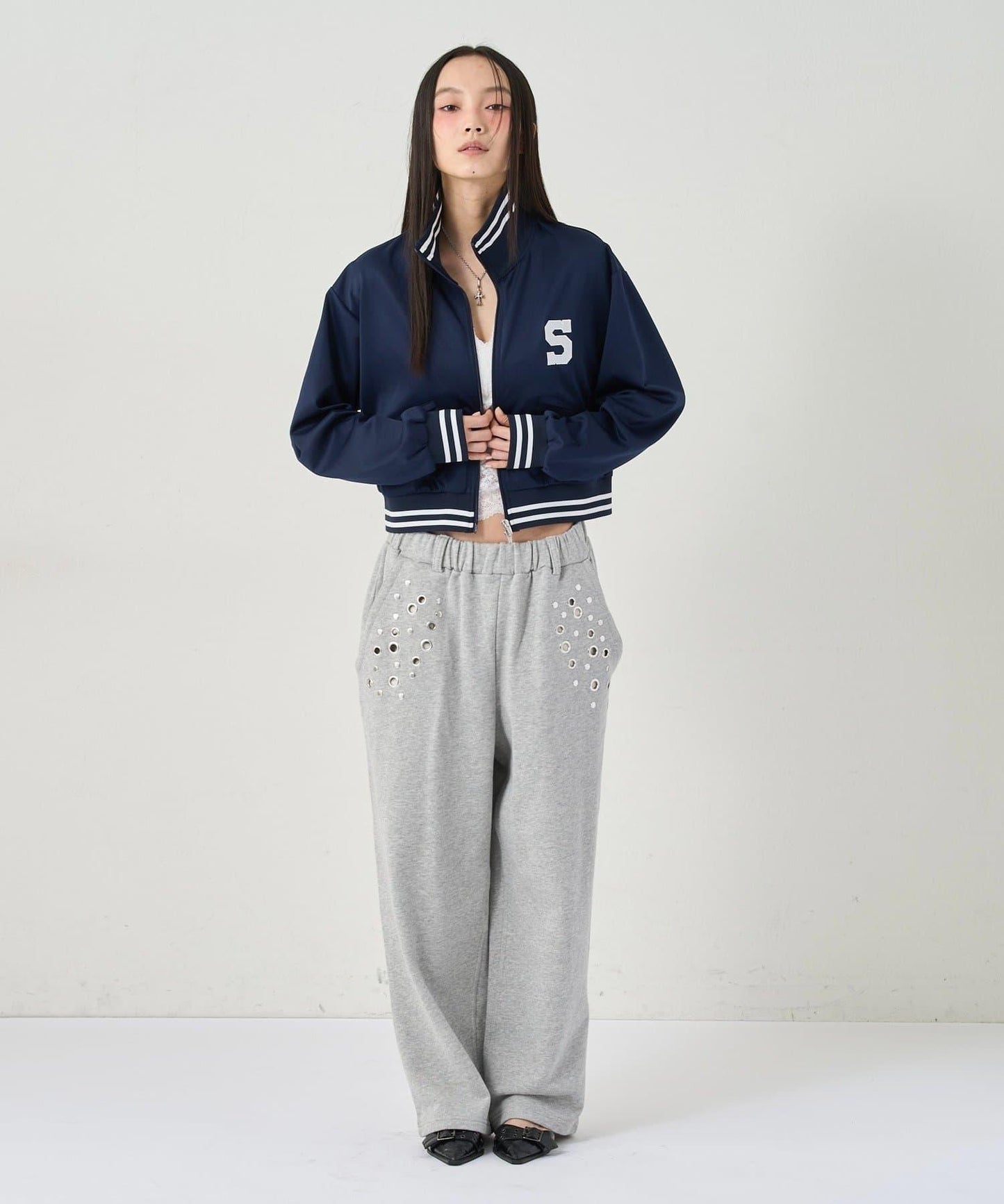 S LOGO緊湊型立領針織衫