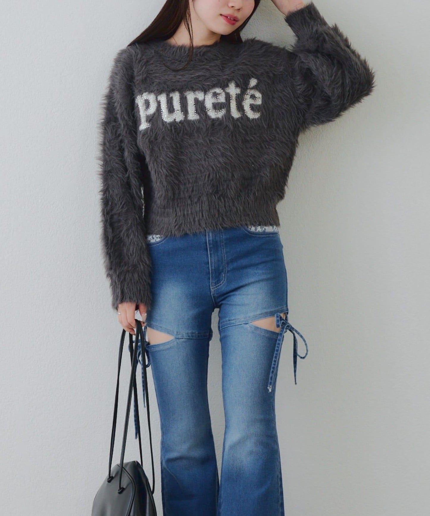 亮片標誌羽毛針織衫