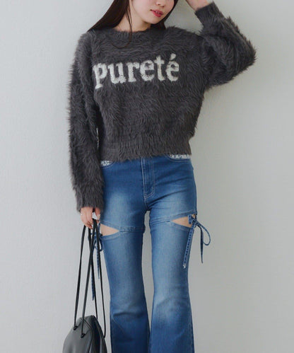 亮片標誌羽毛針織衫