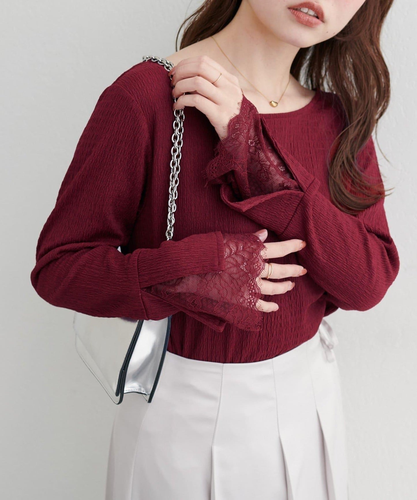 蕾絲拼接針織衫