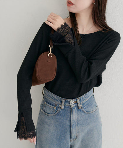 蕾絲拼接針織衫