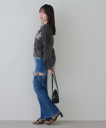 亮片標誌羽毛針織衫