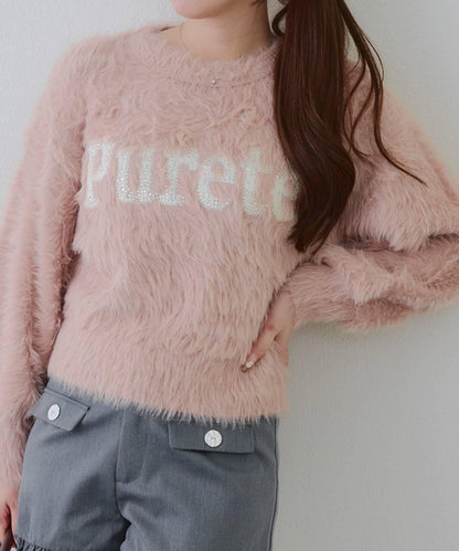 亮片標誌羽毛針織衫