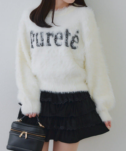 亮片標誌羽毛針織衫