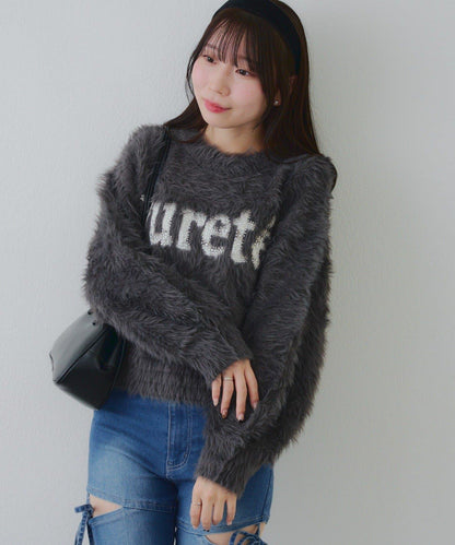 亮片標誌羽毛針織衫