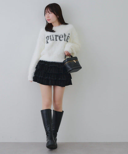 亮片標誌羽毛針織衫