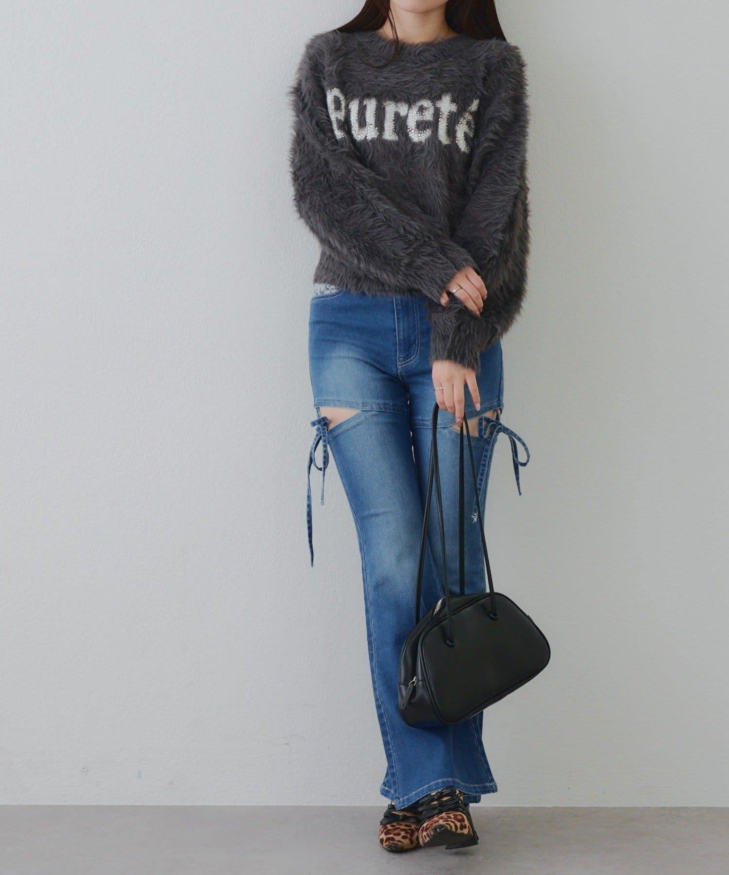 亮片標誌羽毛針織衫