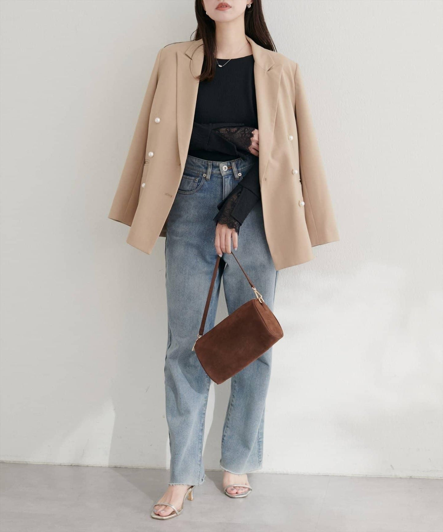 蕾絲拼接針織衫