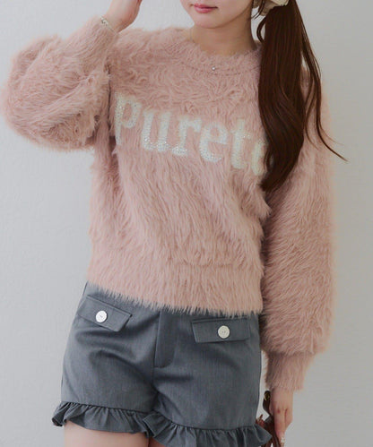 亮片標誌羽毛針織衫