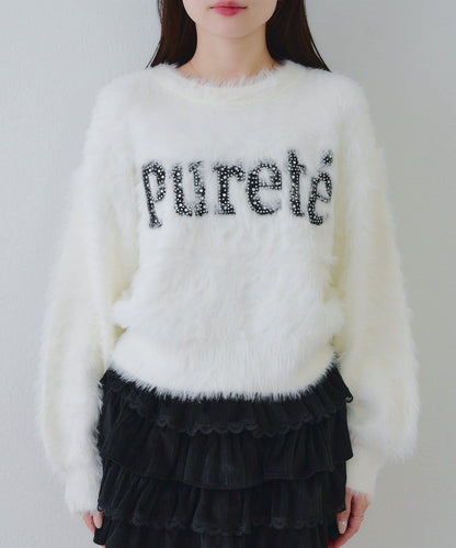 亮片標誌羽毛針織衫