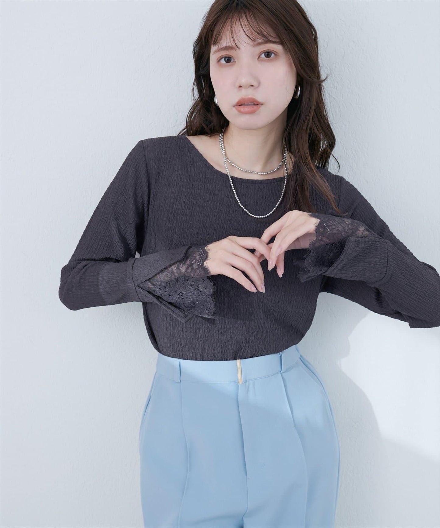 蕾絲拼接針織衫