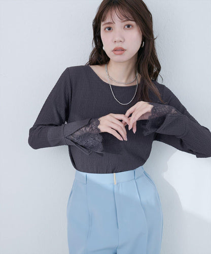 蕾絲拼接針織衫
