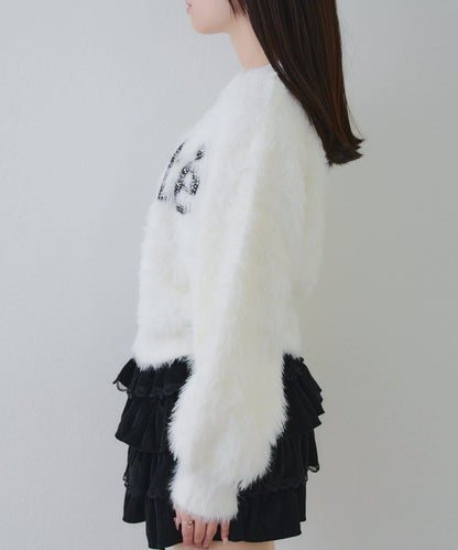 亮片標誌羽毛針織衫