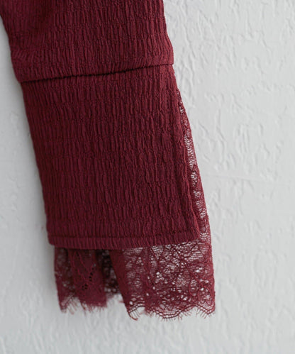 蕾絲拼接針織衫