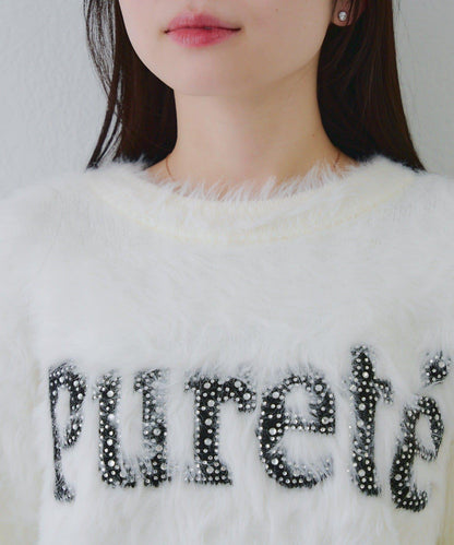 亮片標誌羽毛針織衫