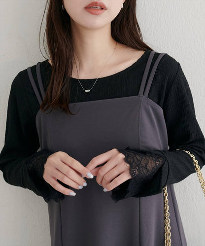 蕾絲拼接針織衫