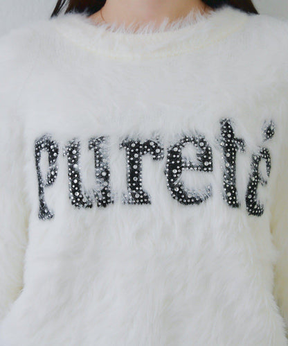 亮片標誌羽毛針織衫
