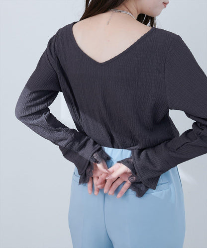 蕾絲拼接針織衫