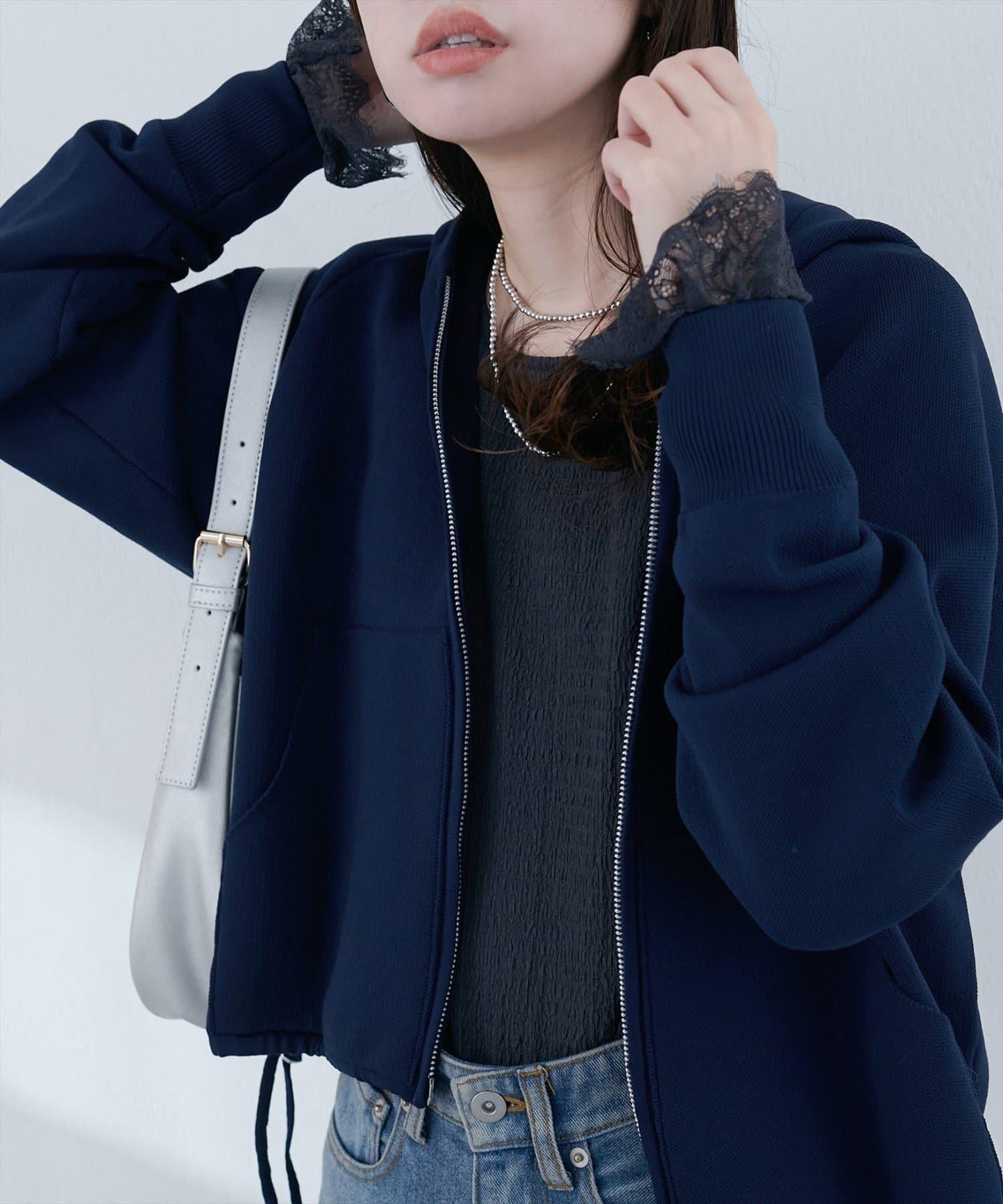 蕾絲拼接針織衫