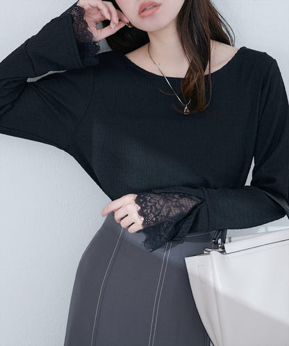 蕾絲拼接針織衫