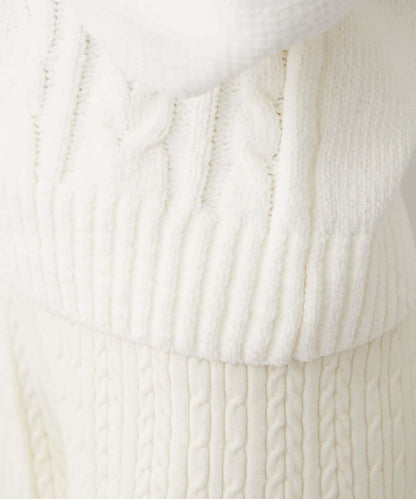 繫帶花邊麻花針織衫