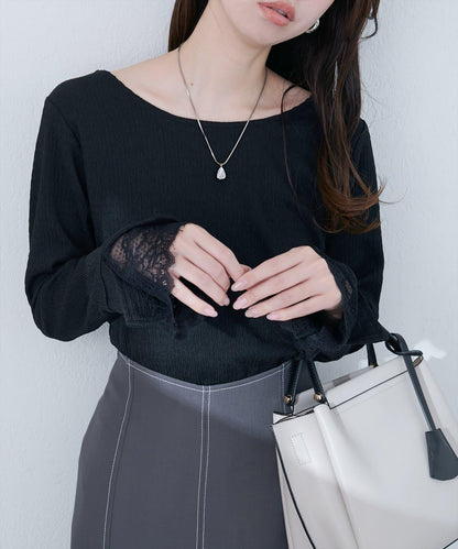 蕾絲拼接針織衫