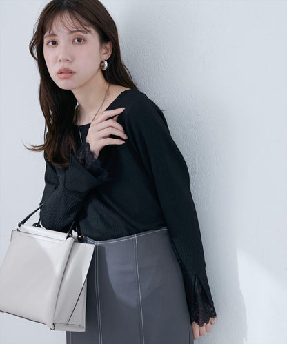 蕾絲拼接針織衫