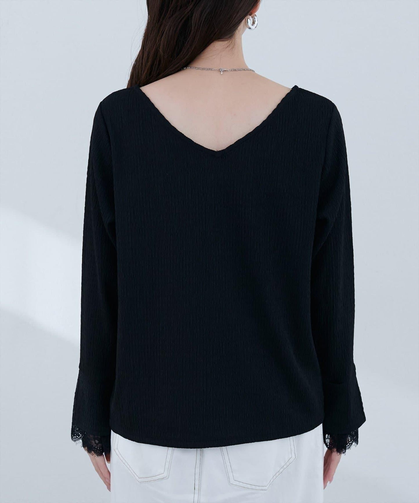 蕾絲拼接針織衫