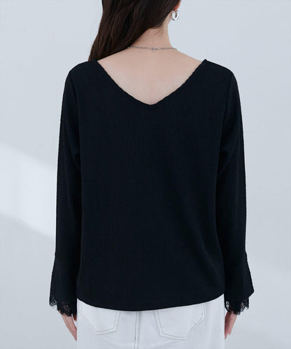 蕾絲拼接針織衫