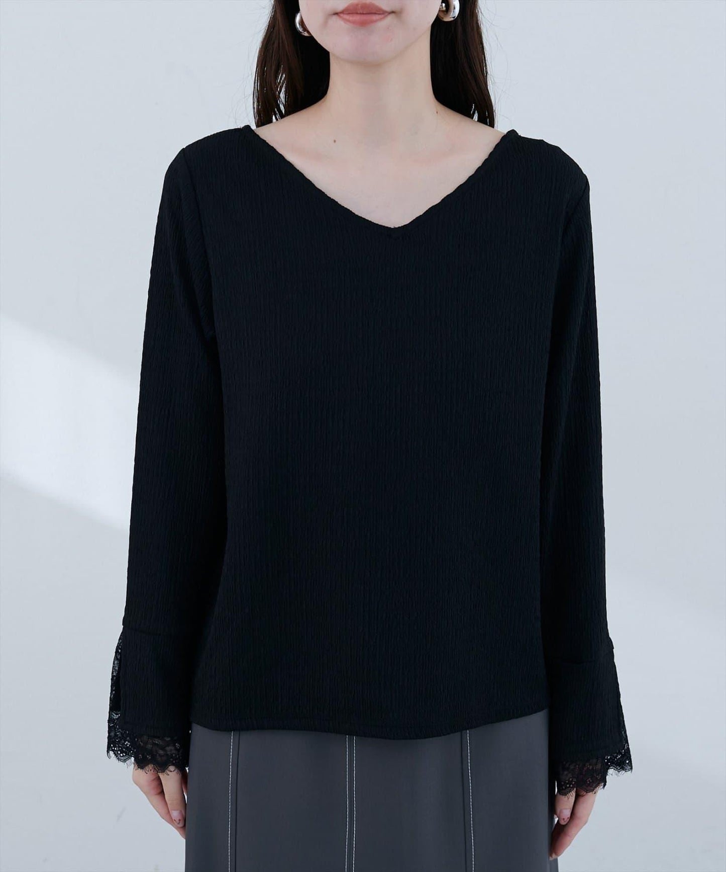 蕾絲拼接針織衫