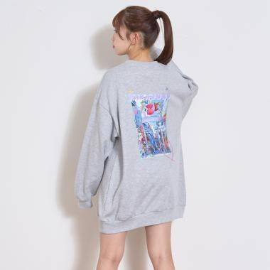 【加絨】照片印花背面長款連衣裙