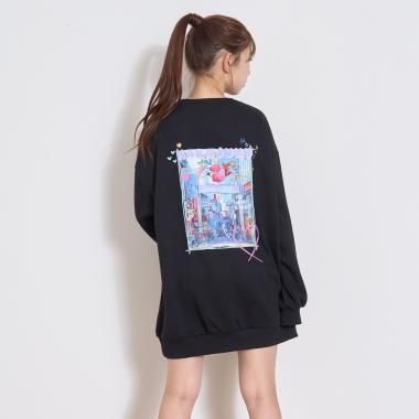 【加絨】照片印花背面長款連衣裙