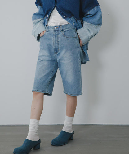 2尺碼可選修身五分牛仔褲