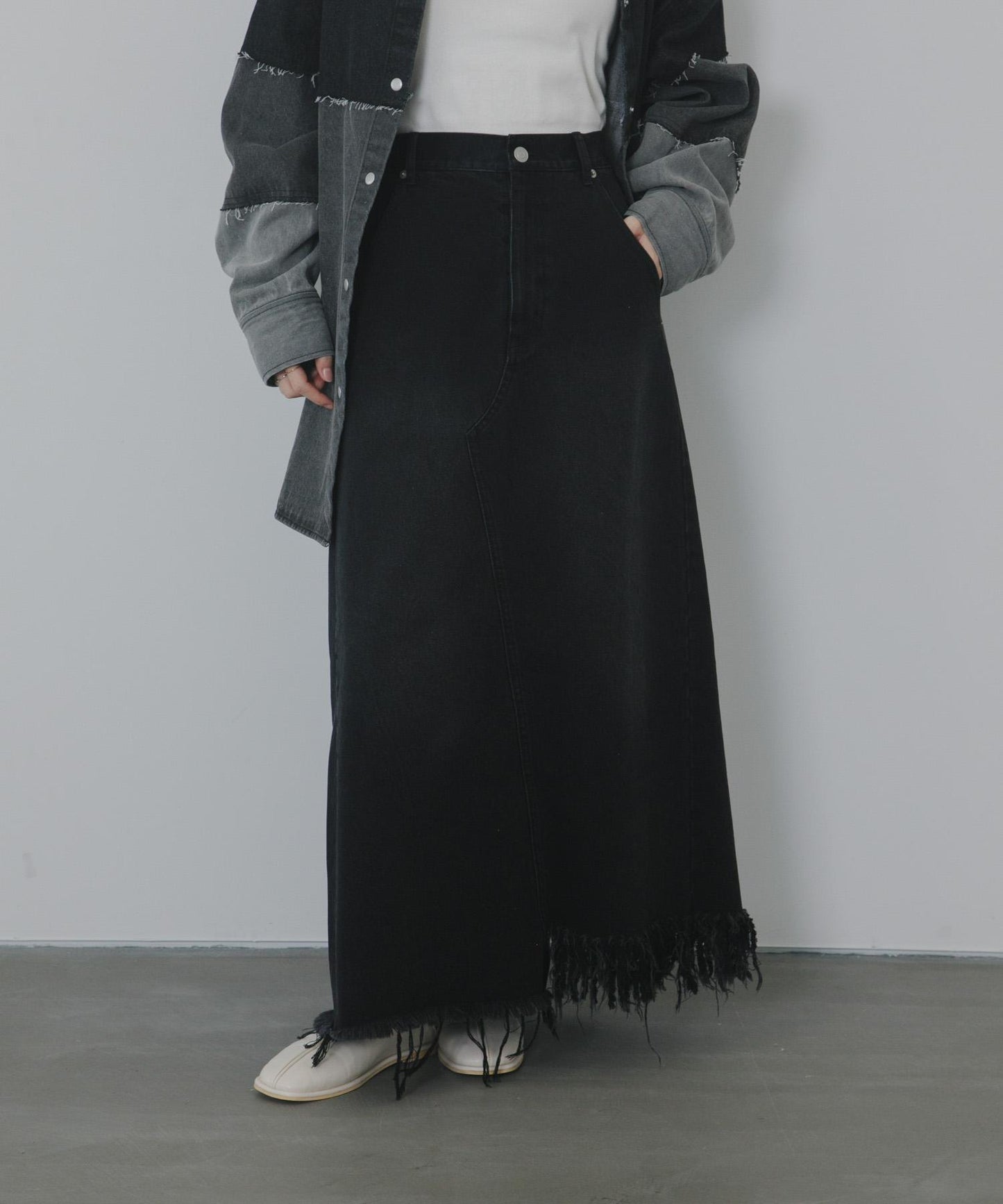 不對稱流蘇牛仔裙