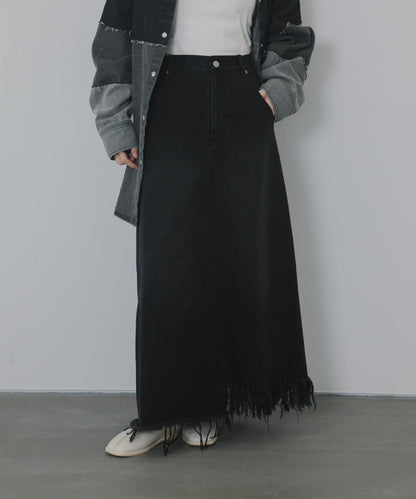 不對稱流蘇牛仔裙