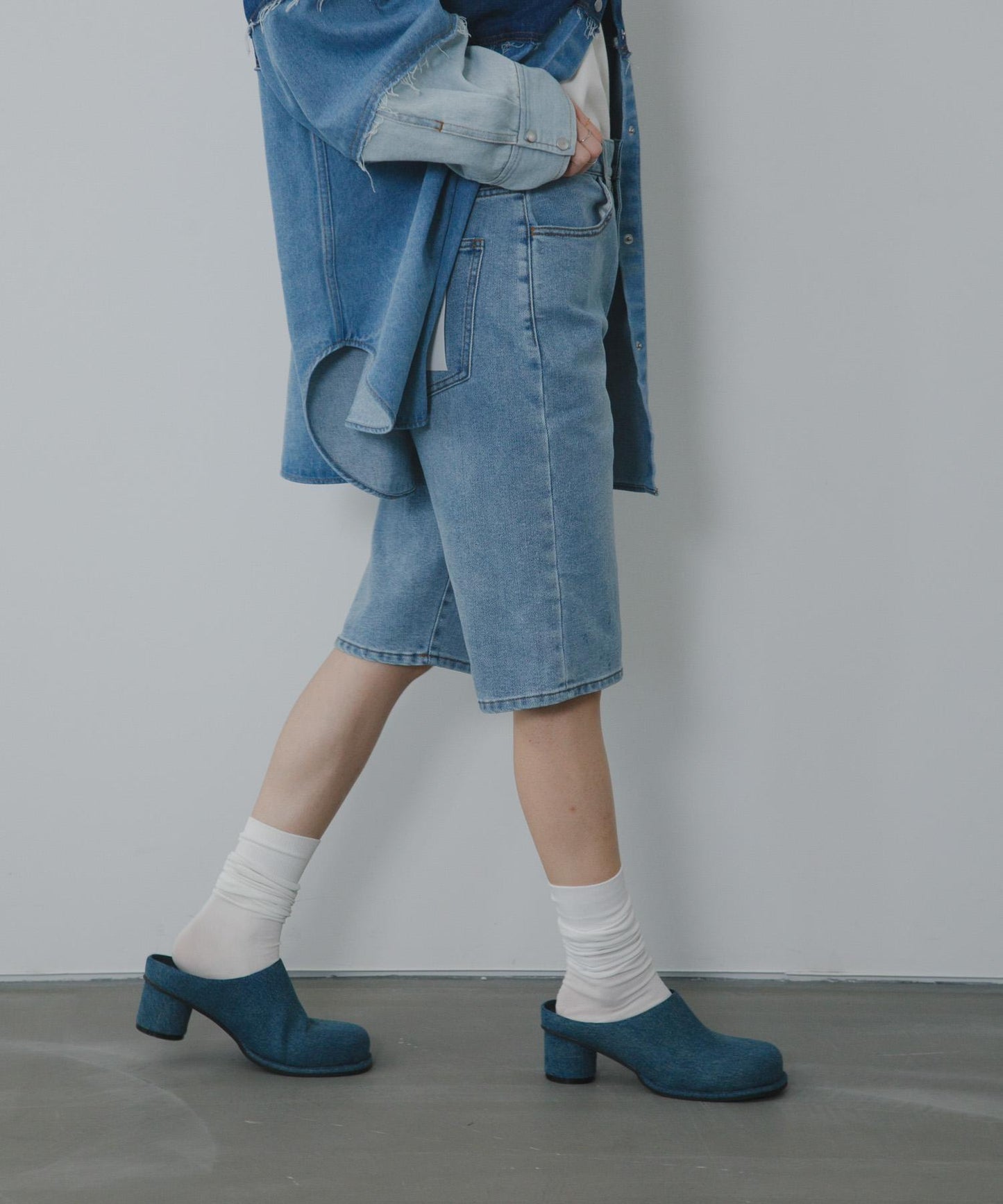 2尺碼可選修身五分牛仔褲